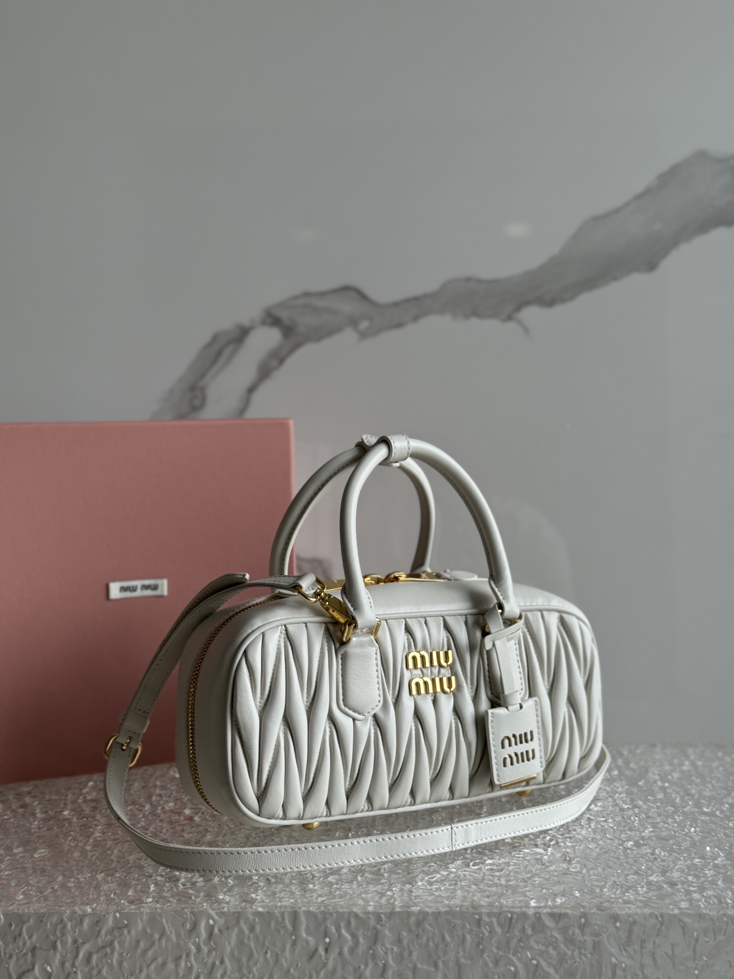 Miu Miu White Arcadie Matelassé Nappa Leather Bag | Miu Miu