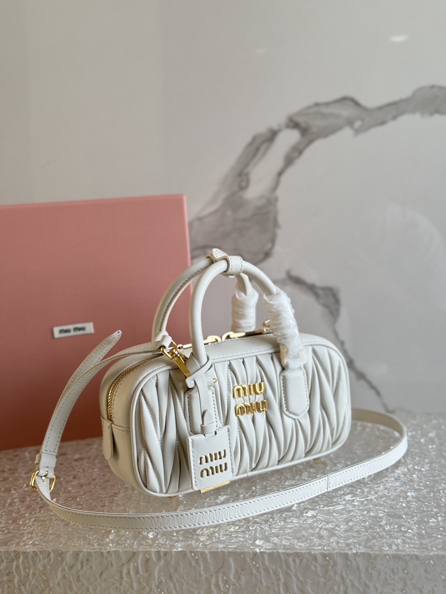 Miu Miu White Arcadie Matelassé Nappa Leather Bag | Miu Miu