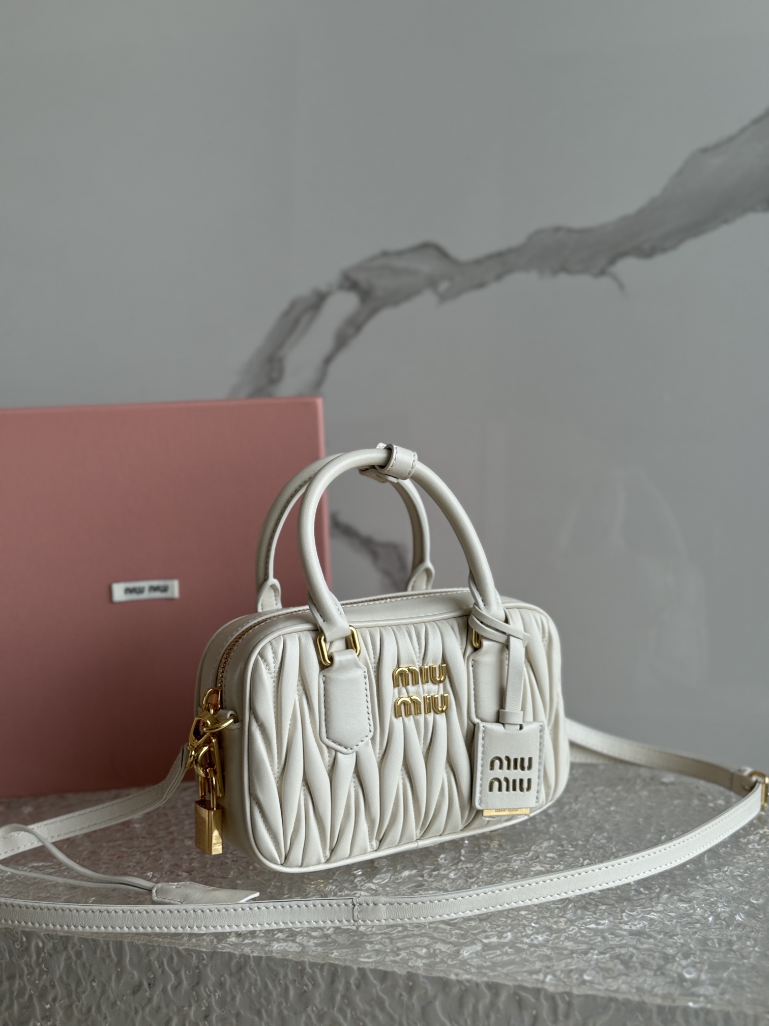 Miu Miu White Arcadie Matelassé Nappa Leather Bag | Miu Miu
