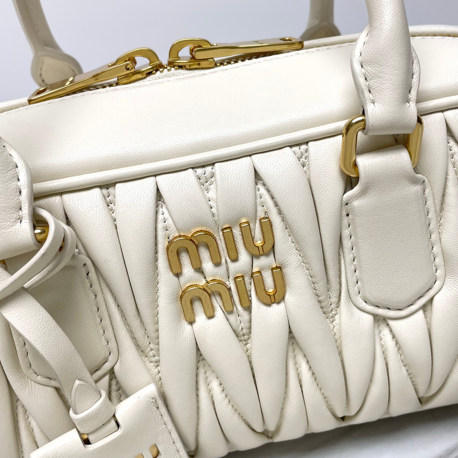 Miu Miu White Arcadie Matelassé Nappa Leather Bag | Miu Miu