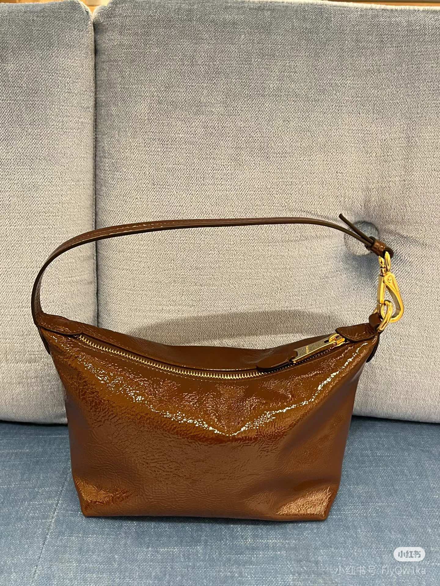 Miu Miu Women's' Naplak Patent Mini Bag in Brown |