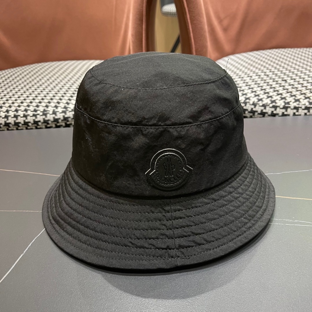Moncler Black Nylon Bucket Hat - Moncler Black Nylon Logo Bucket Hat