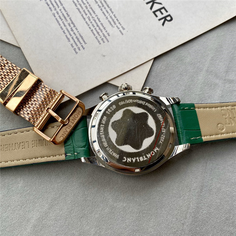 Montblanc Green Dial Chronograph - Emerald Leather Strap - Image 4