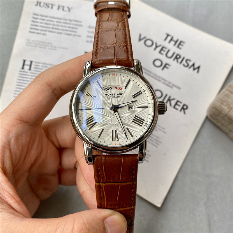 Montblanc Brown Leather Silver Dial - Montblanc Automatic Brown - Image 3