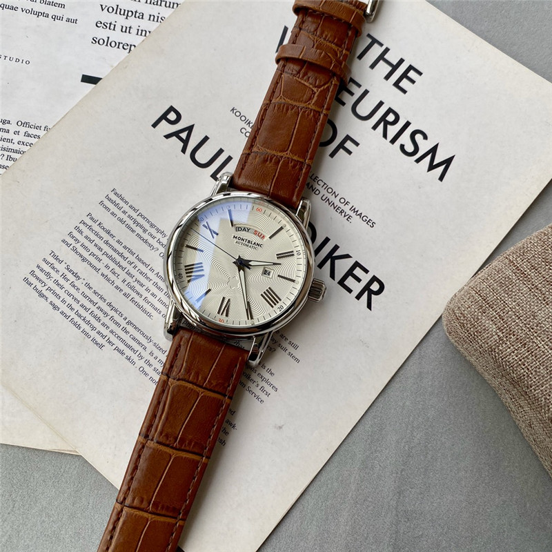 Montblanc Brown Leather Silver Dial - Montblanc Automatic Brown - Image 2