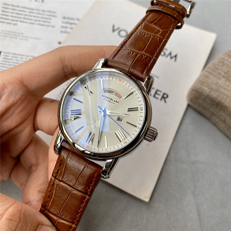 Montblanc Brown Leather Silver Dial - Montblanc Automatic Brown - Image 5