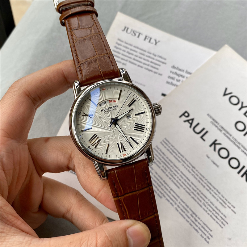Montblanc Brown Leather Silver Dial - Montblanc Automatic Brown - Image 4