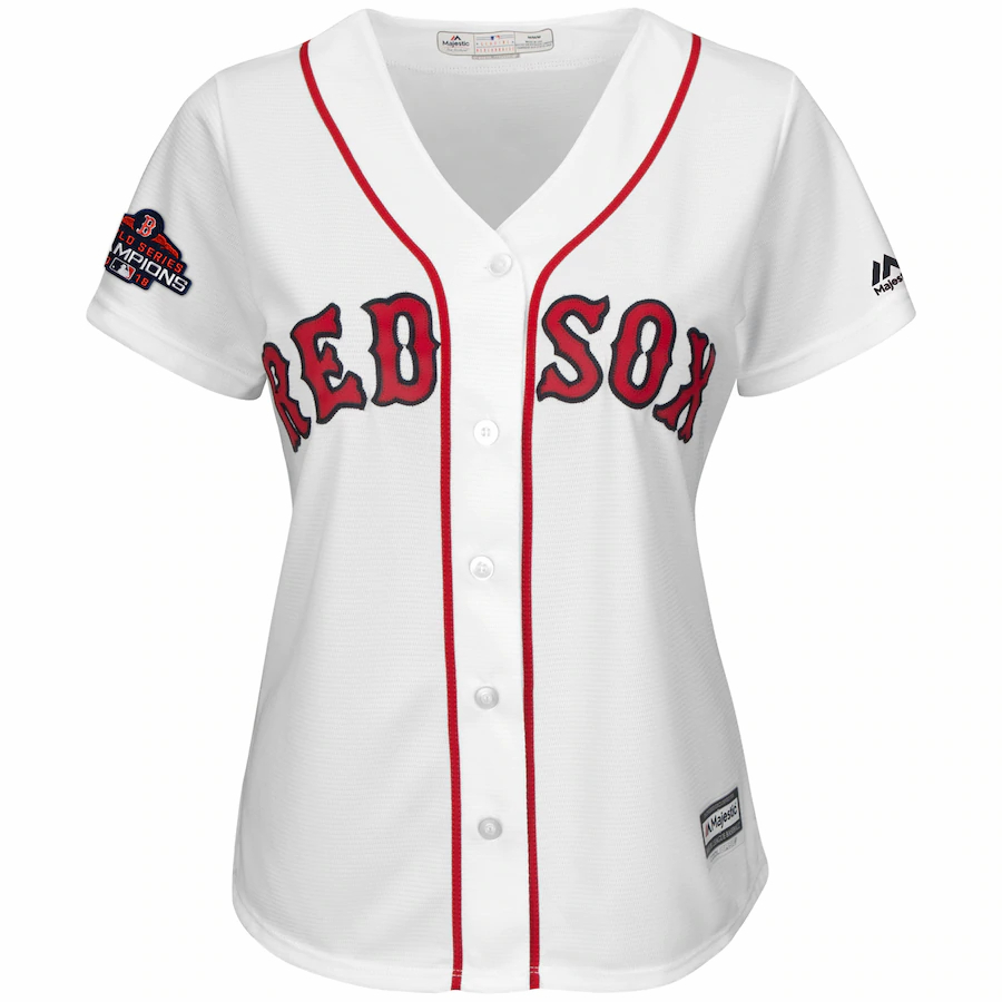 Mookie Betts Boston Red Sox Majestic Women's 2018 World Series Champions Team Logo Player Jersey - White