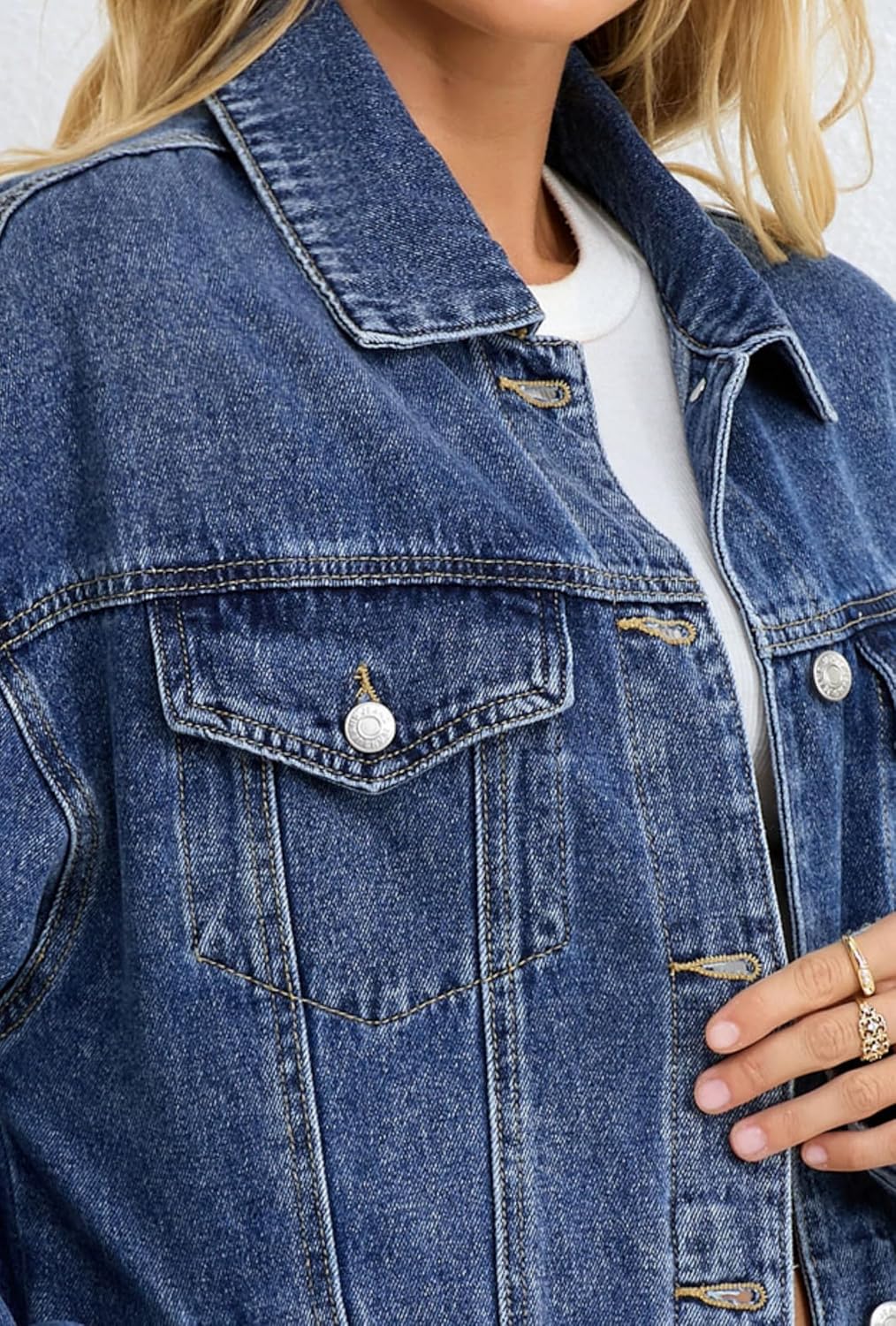Muundim Jean Jacket for Women, Oversize Trendy Denim Jacket, Women’s Loose Long Boyfriend Jean Jackets Coat