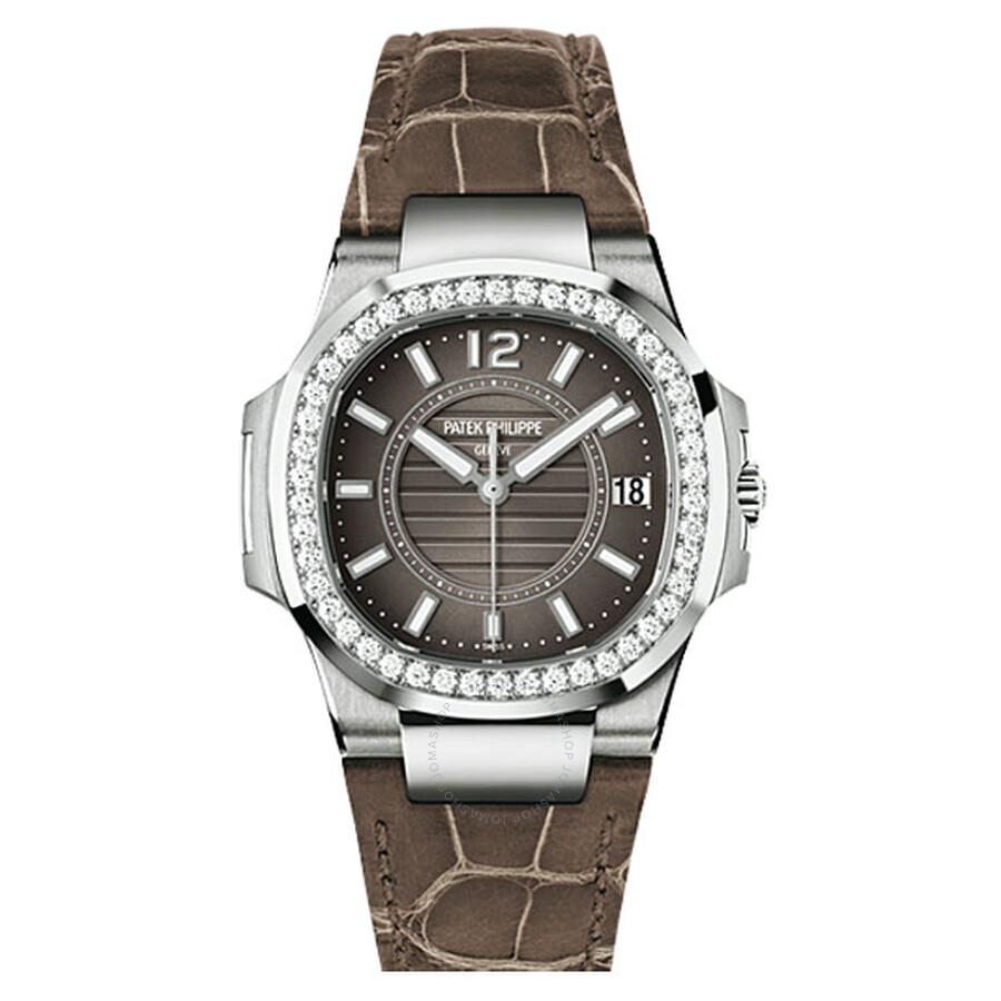 Nautilus Anthracite Gray, Brown Leather Ladies Watch
