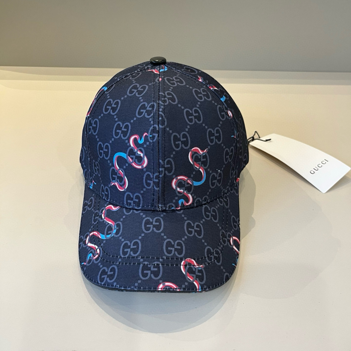 Gucci Navy Snake Cap - Gucci Navy GG Snake Print Cap - Designer