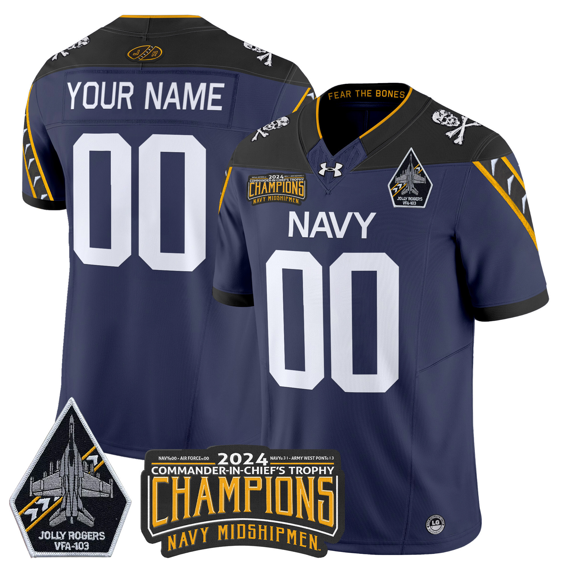 Navy Midshipmen 2024 Commander-In-Chief’s Trophy Champions Patch Vapor Limited Custom Jersey – All Stitched