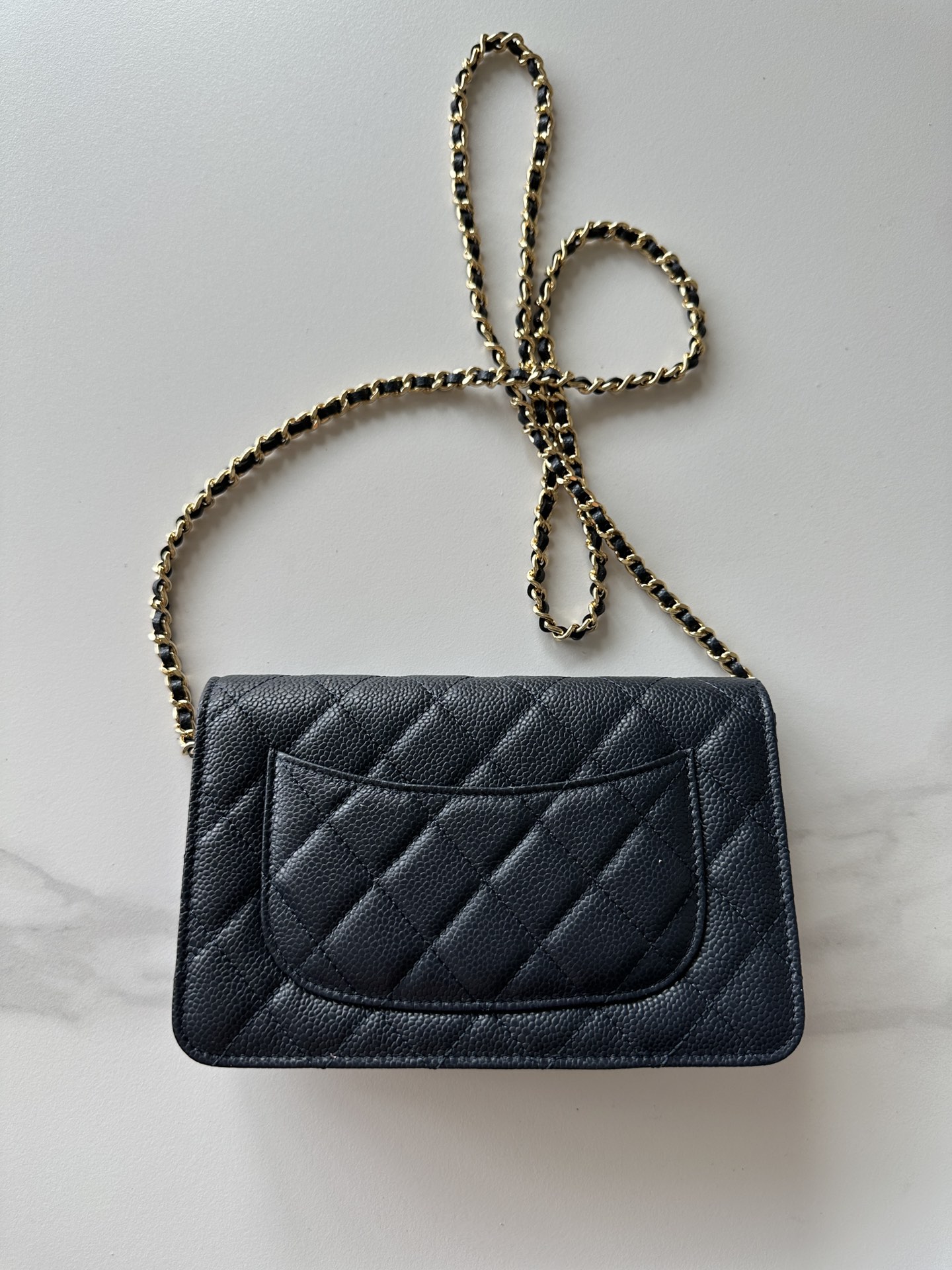 New CHANEL Wallet on Chain Caviar Leather Black WOC Bag black
