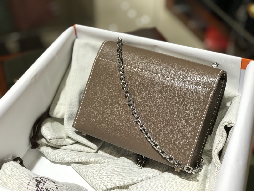 NEW HERMES BAGS VERROU 21 8F SHOULDER BAG/HANDBAG ETAIN