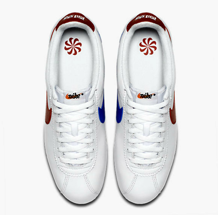 Nike Cortez leather trainers in white with red swoosh