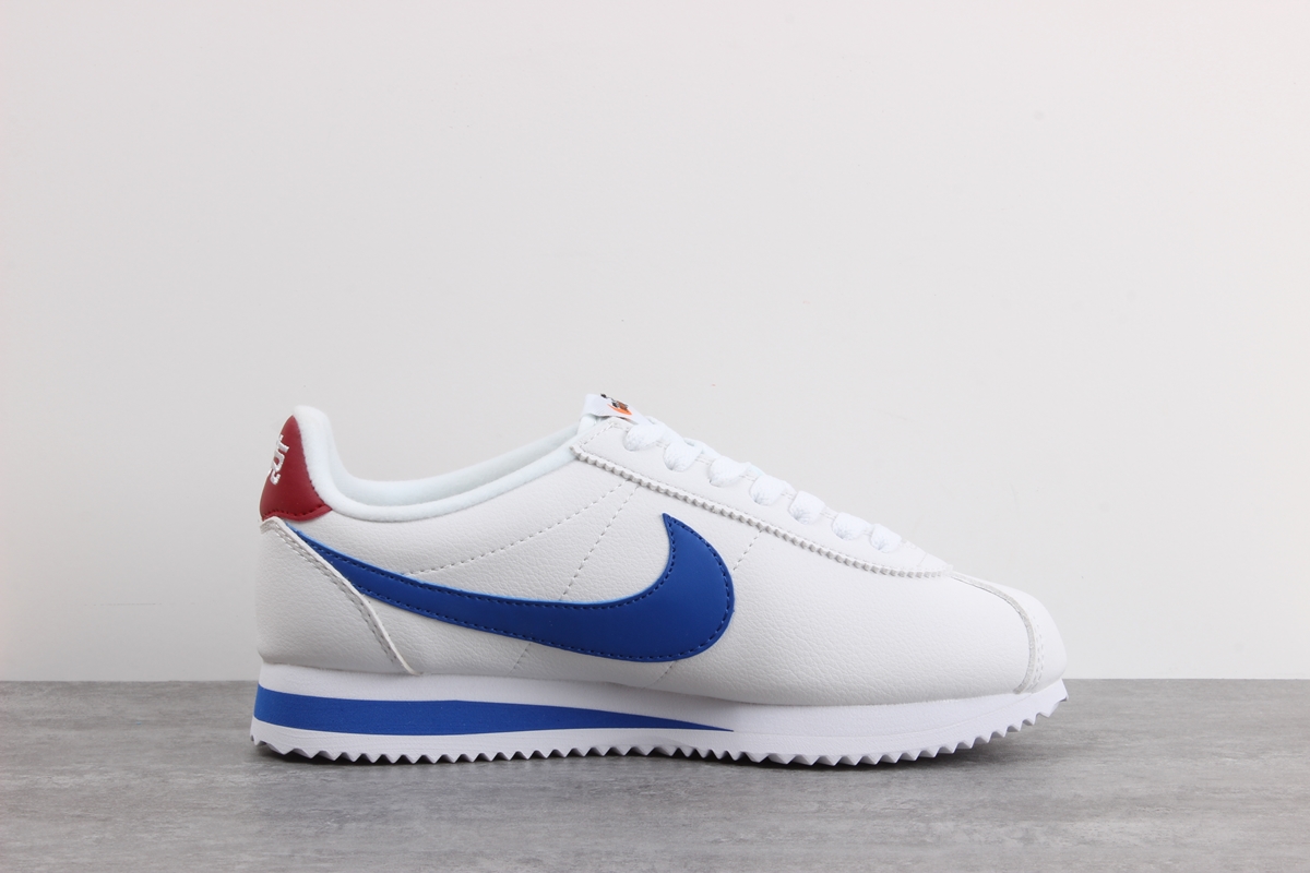Nike Cortez leather trainers in white with red swoosh
