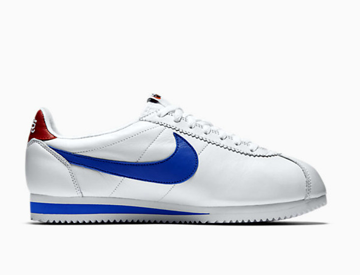 Nike Cortez leather trainers in white with red swoosh