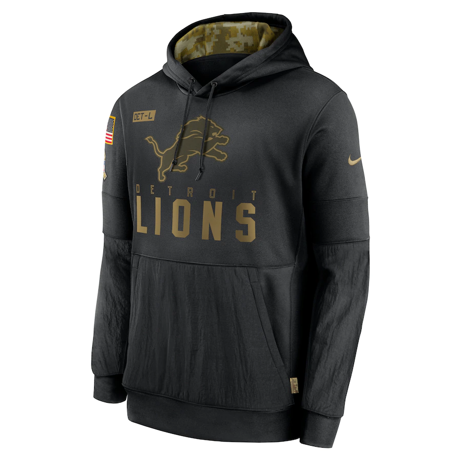 Nike Detroit Lions Black 2020 Salute to Service Sideline Performance Pullover Hoodie