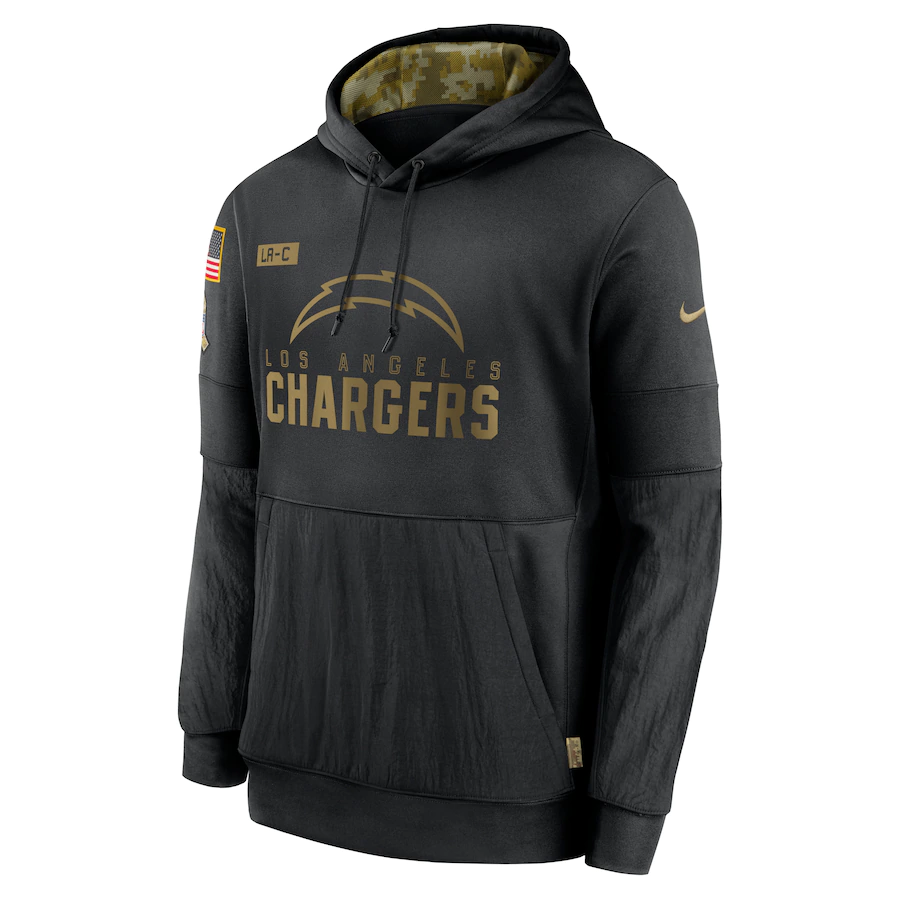 Nike Los Angeles Chargers Black 2020 Salute to Service Sideline Performance Pullover Hoodie