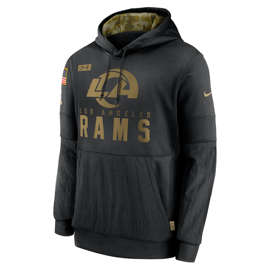 Nike Los Angeles Rams Black 2020 Salute to Service Sideline Performance Pullover Hoodie