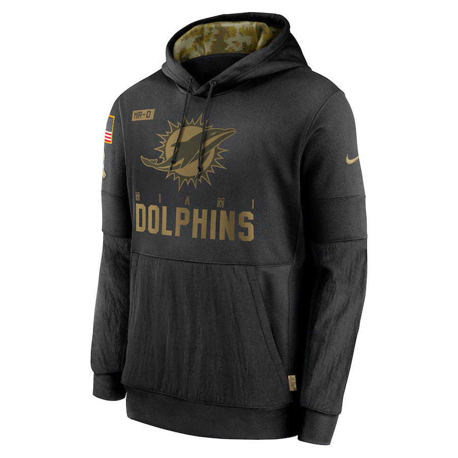 Nike Miami Dolphins Black 2020 Salute to Service Sideline Performance Pullover Hoodie