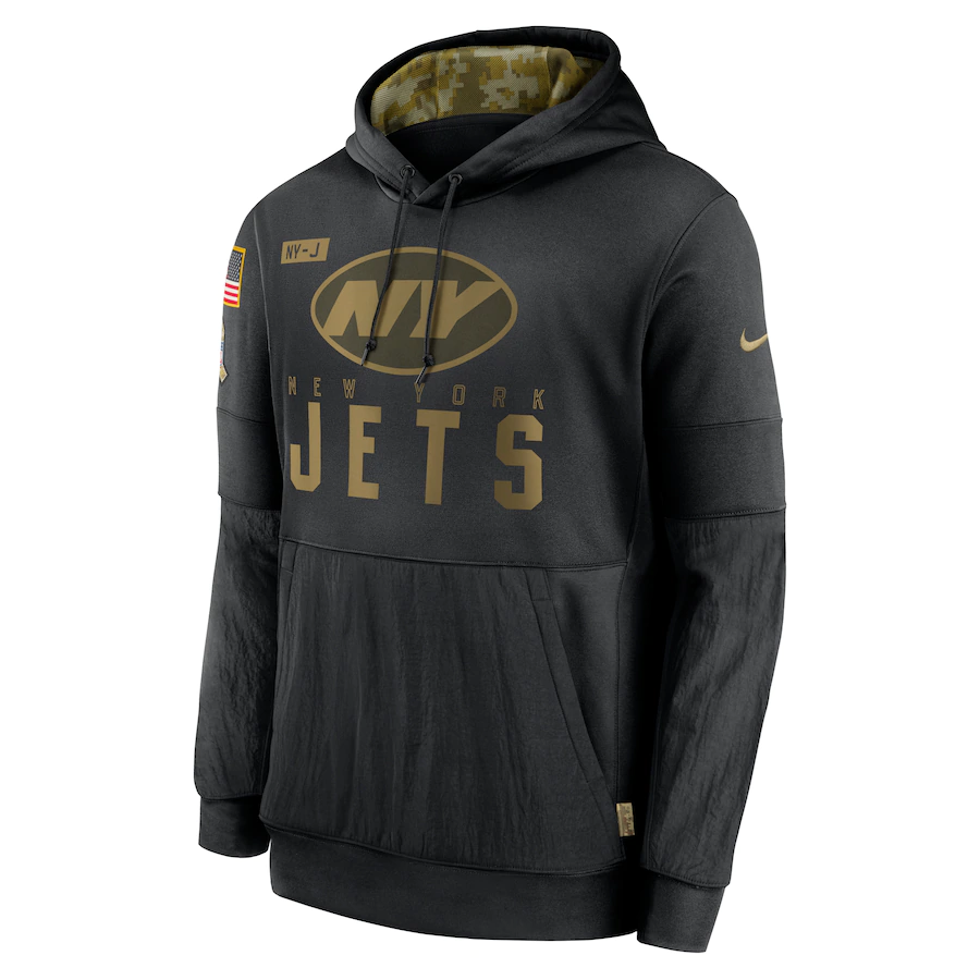 Nike New York Jets Black 2020 Salute to Service Sideline Performance Pullover Hoodie