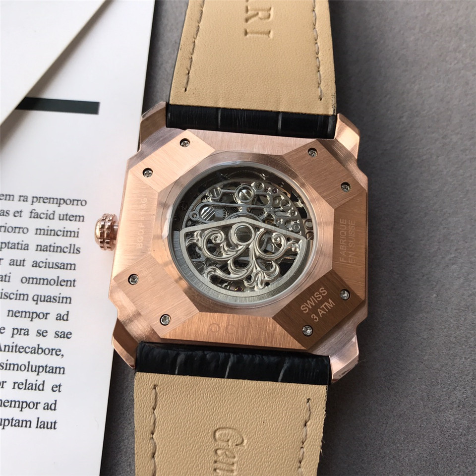 Bulgari Octo Roma Tourbillon - Rose Gold Black Leather - Image 7