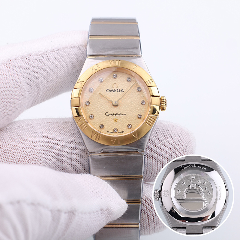 Omega Constellation Champagne Dial Stainless Steel and Yellow Gold Ladies Watch 12320276058002