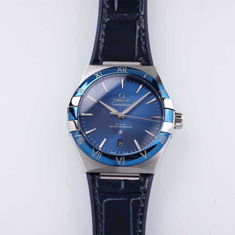 Omega Constellation Co-axial Master Chronometer Blue Dial Leather Strap