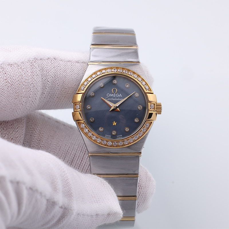 Omega Constellation Quartz Tahiti Watch – 27 mm Steel And Yellow Gold Case – Tahiti Mother-Of-Pearl Diamond Dial – 123.20.27.60.57.007