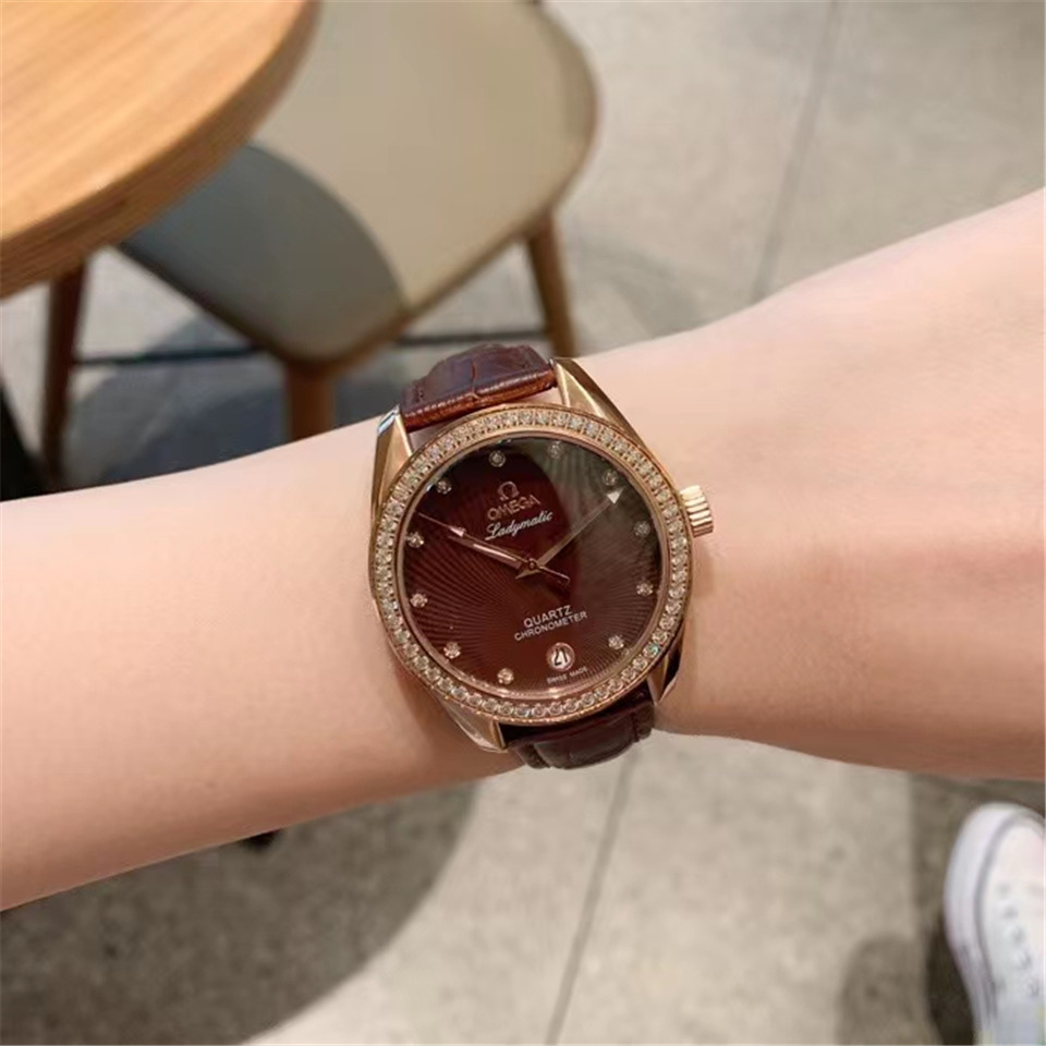 Omega Ladymatic Brown Diamond - Rose Gold Bezel - Image 9