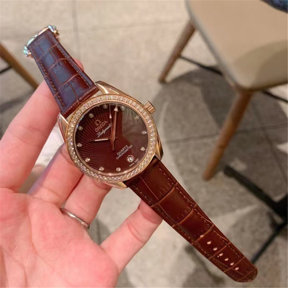 Omega Ladymatic Brown Diamond - Rose Gold Bezel - Image 8
