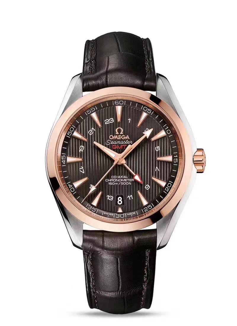 Omega Seamaster Aqua Terra GMT 18K Rose Gray Dial