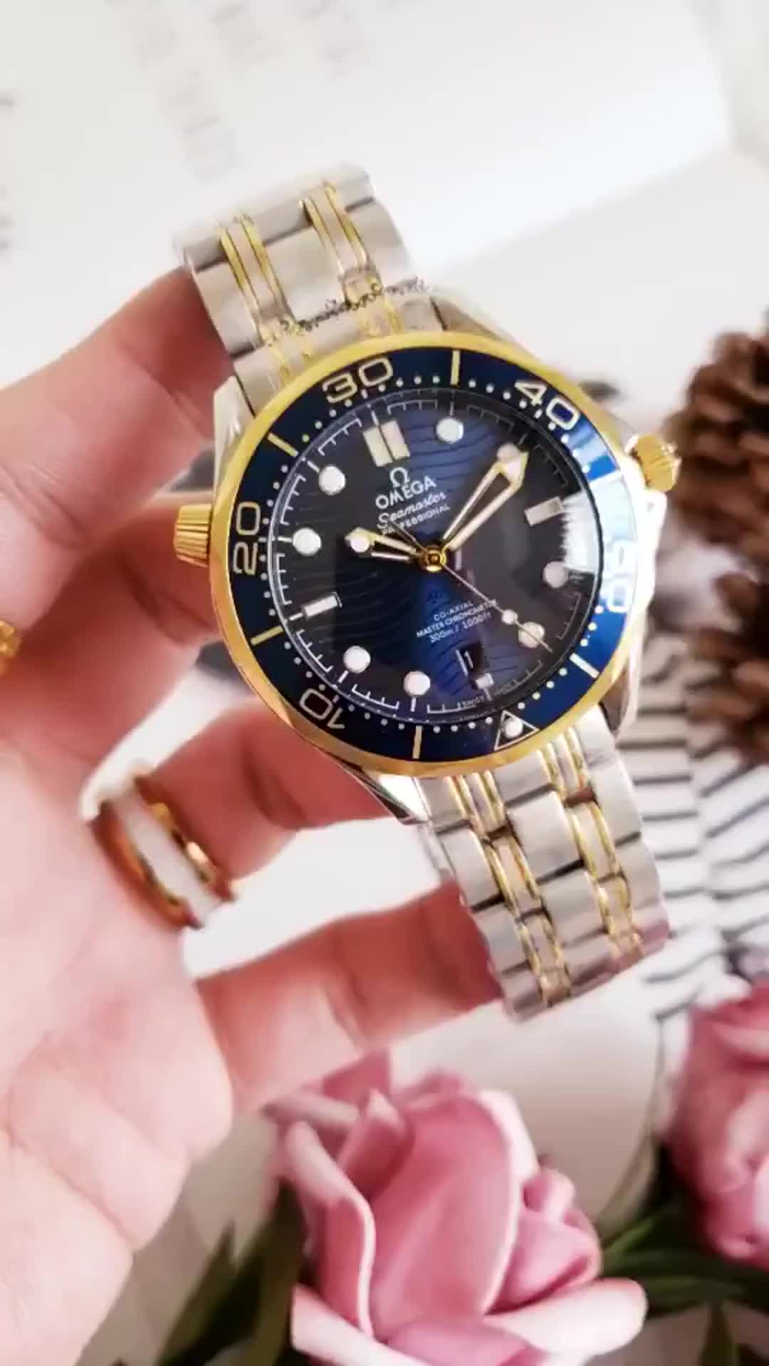 Omega Seamaster Diver 300m 18K/SS with Blue Dial