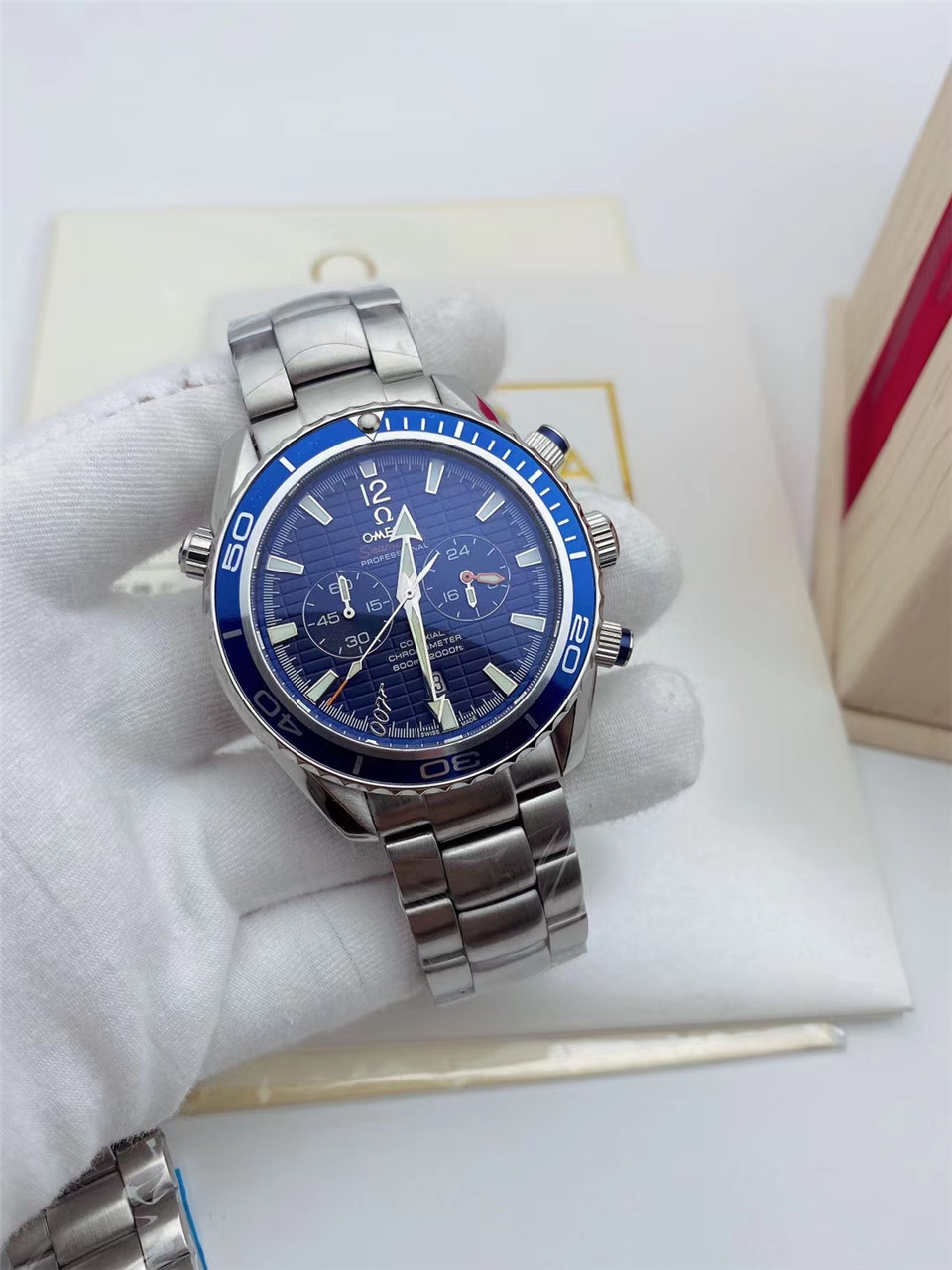 Omega Seamaster Planet Ocean Blue Tachymeter Blue Dial Stainless Steel Strap 80239