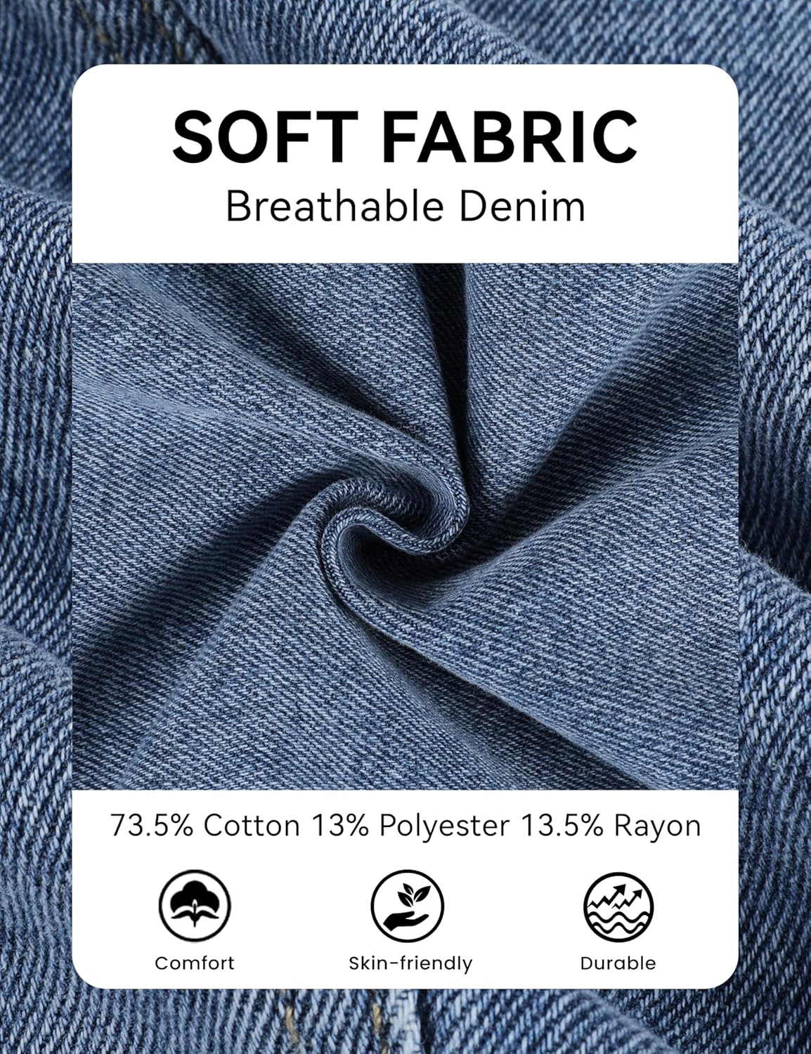 Omoone Women’s Denim Jacket Long Sleeve Crop Button Down Collarless Jean Coat with Pocket