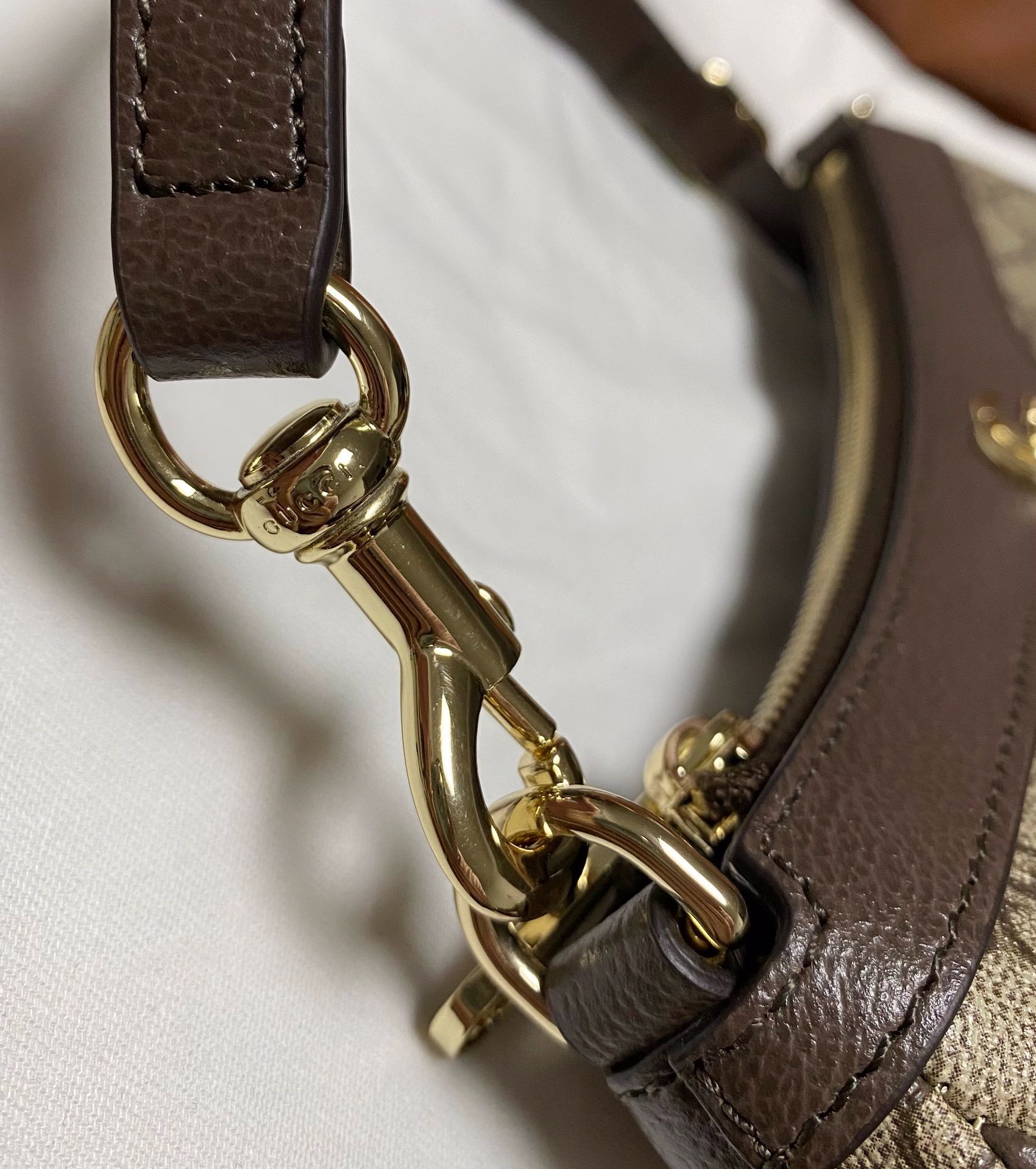 Ophidia small top handle bag in Beige Bordeaux GG Canvas