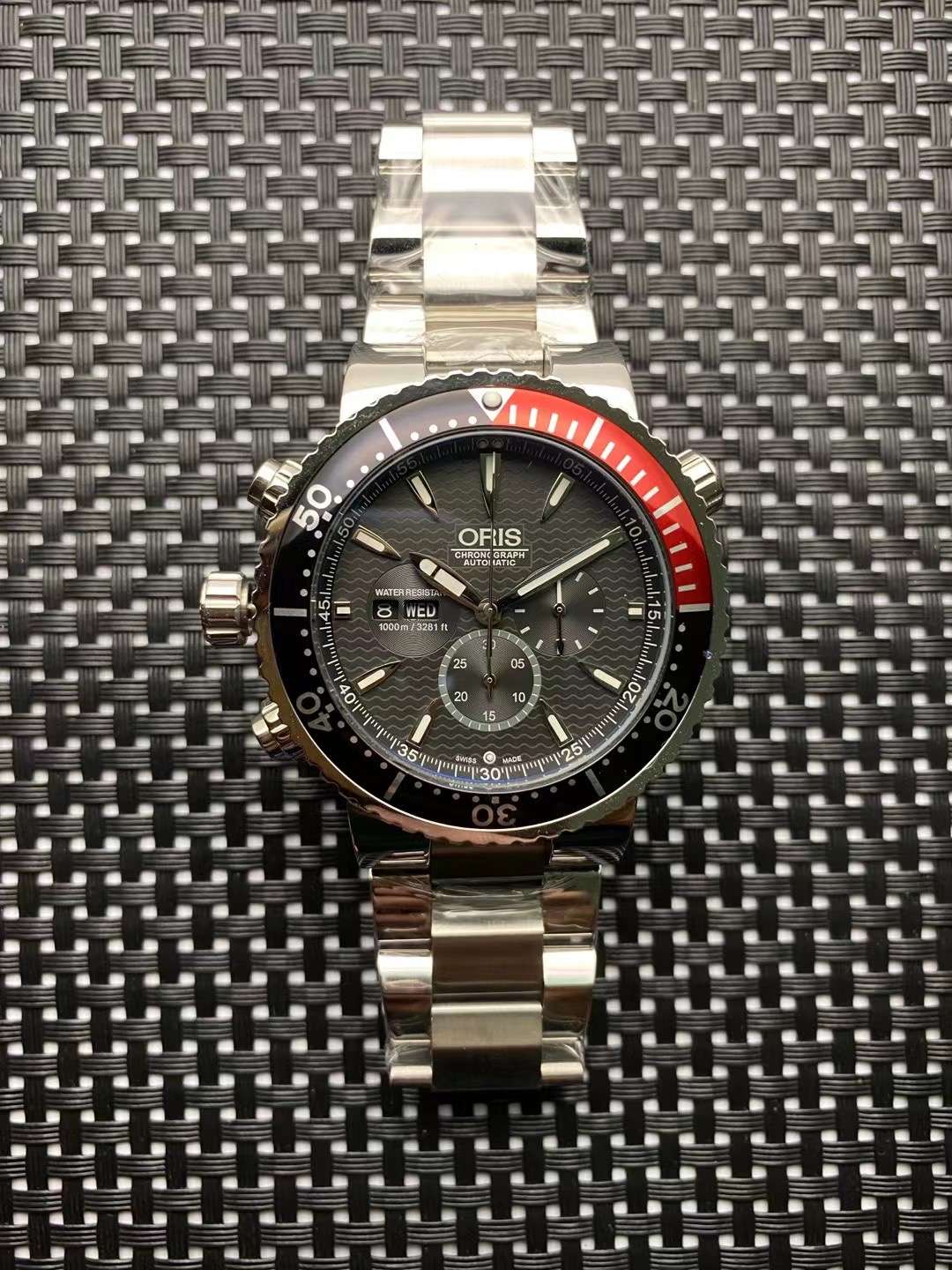 Oris 7599 Men Watch Titan Diver Chronograph Automatic 47mm Titanium Minty + Band