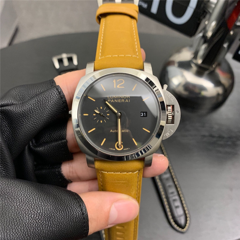 Panerai Mustard Strap Watch - Panerai Luminor Black Dial Mustard Strap - Image 8