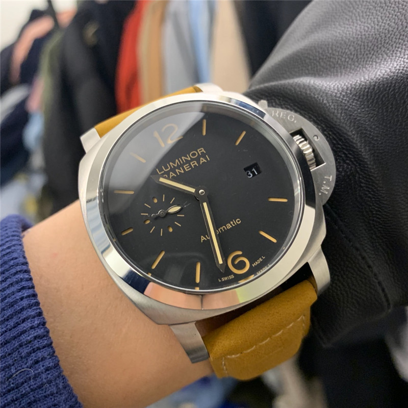 Panerai Mustard Strap Watch - Panerai Luminor Black Dial Mustard Strap - Image 9