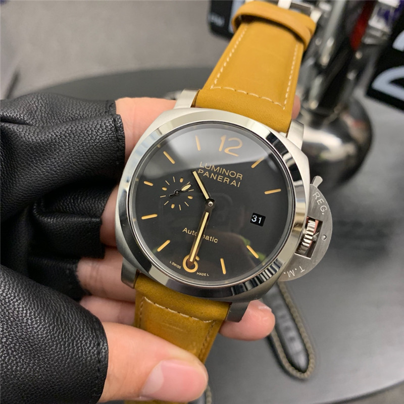 Panerai Mustard Strap Watch - Panerai Luminor Black Dial Mustard Strap - Image 6