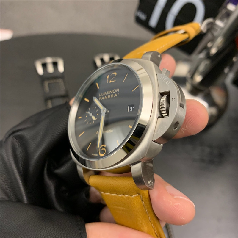 Panerai Mustard Strap Watch - Panerai Luminor Black Dial Mustard Strap - Image 5