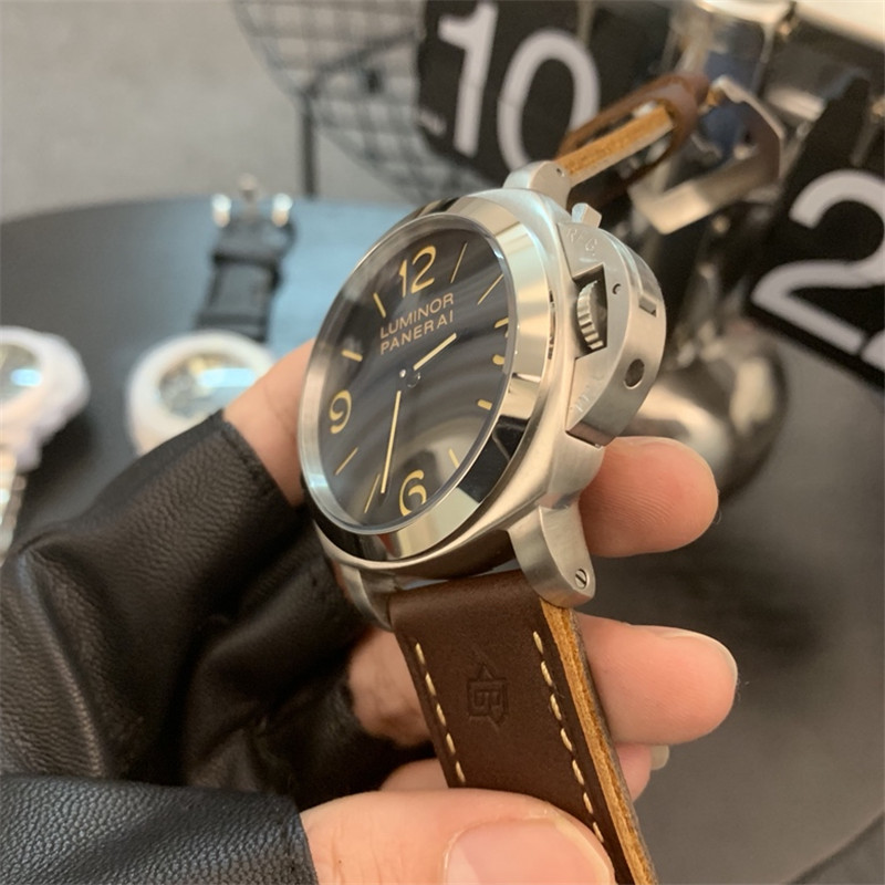 Panerai Luminor Brown Leather - Black Dial Stainless Steel - Image 6