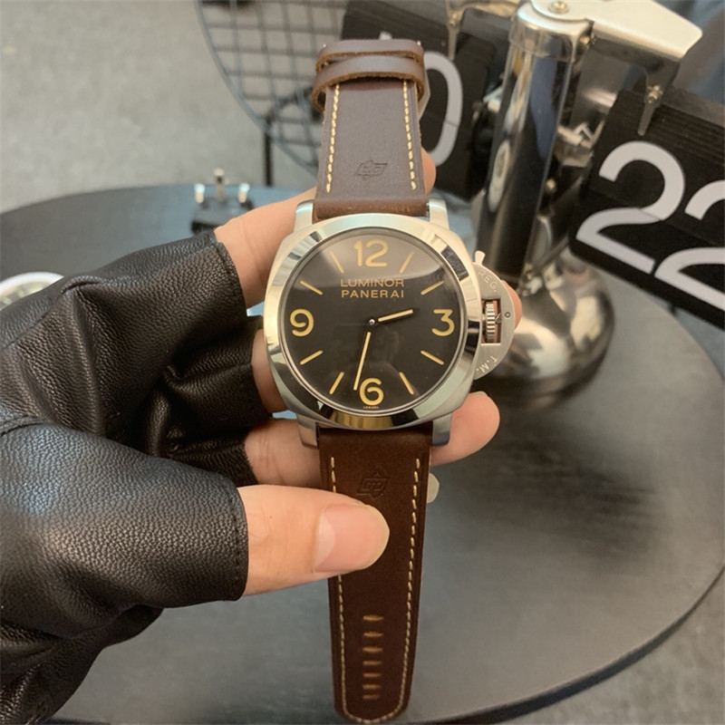 Panerai Luminor Brown Leather - Black Dial Stainless Steel - Image 3
