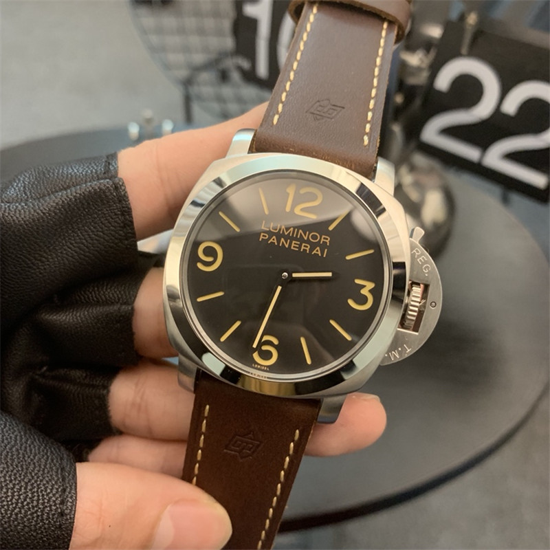 Panerai Luminor Brown Leather - Black Dial Stainless Steel - Image 7