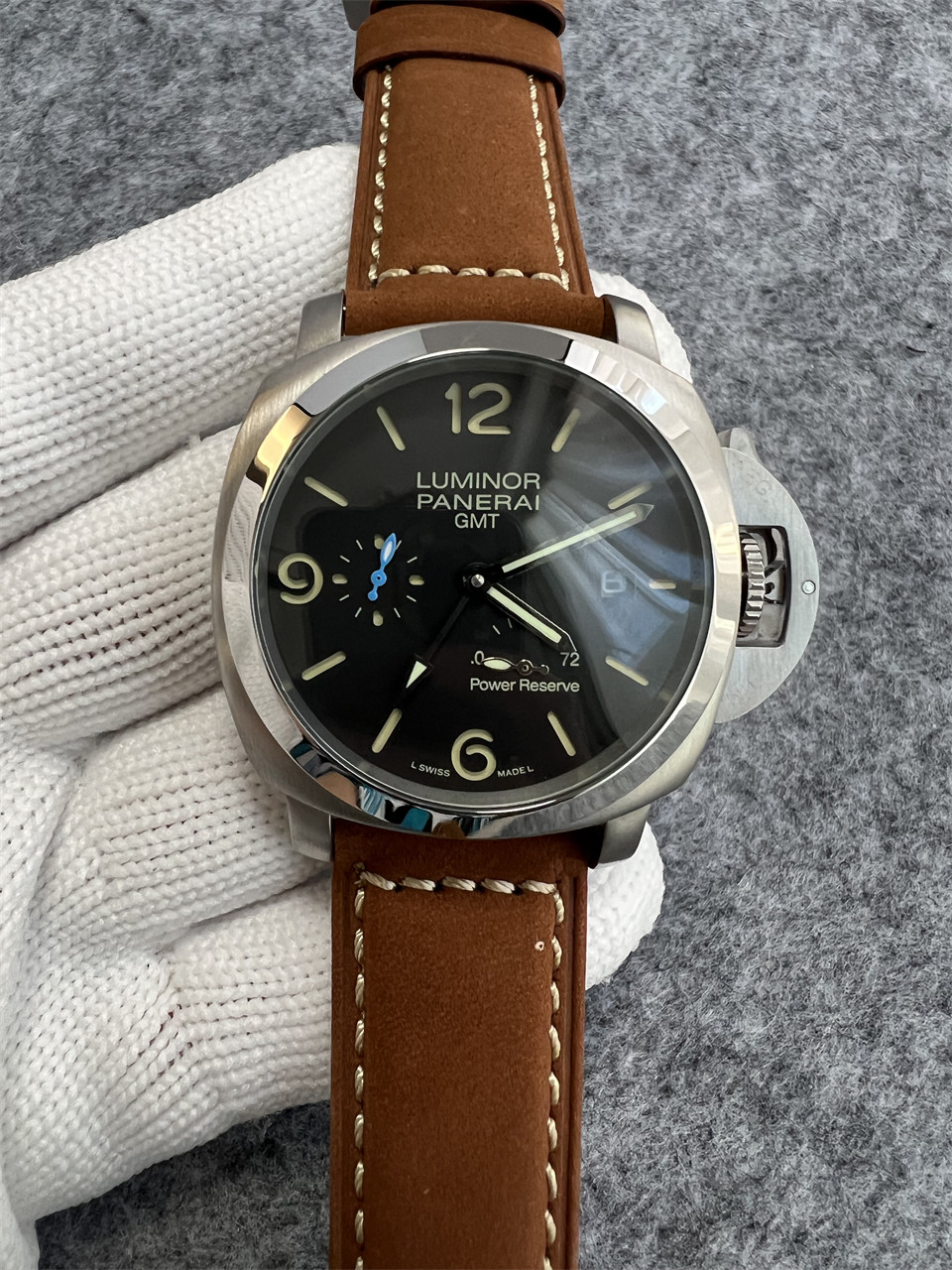 Panerai Luminor Marina 1950 3 Days GMT Steel Mens Watch PAM01321 Box Card