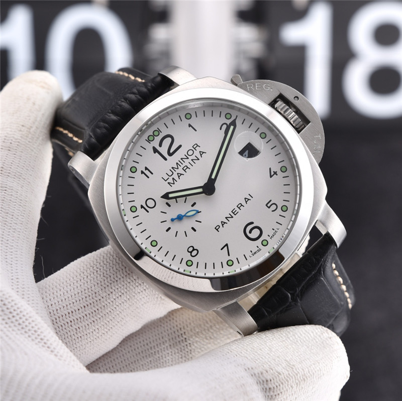 Panerai White Dial Leather Strap - Panerai Luminor Marina White Dial - Image 8