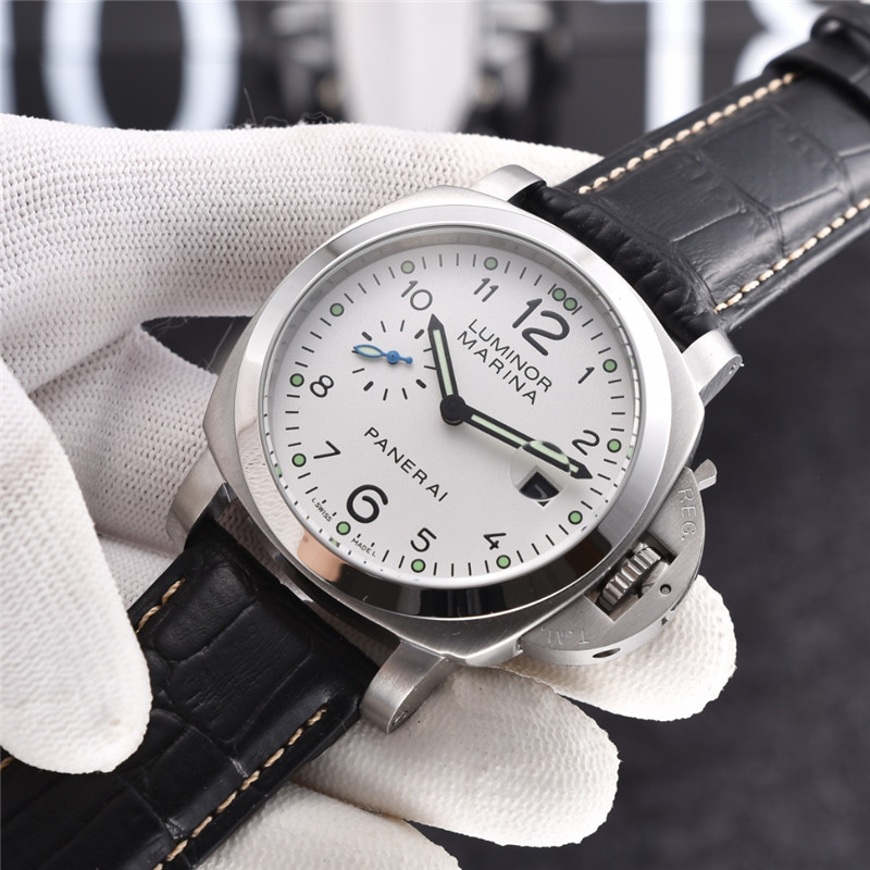 Panerai White Dial Leather Strap - Panerai Luminor Marina White Dial - Image 7