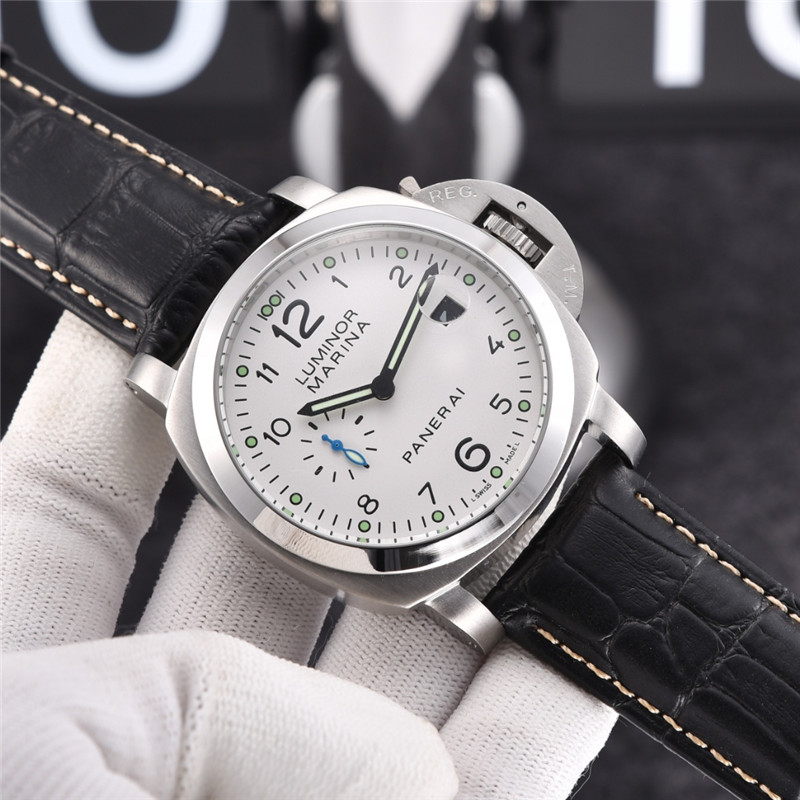 Panerai White Dial Leather Strap - Panerai Luminor Marina White Dial - Image 6