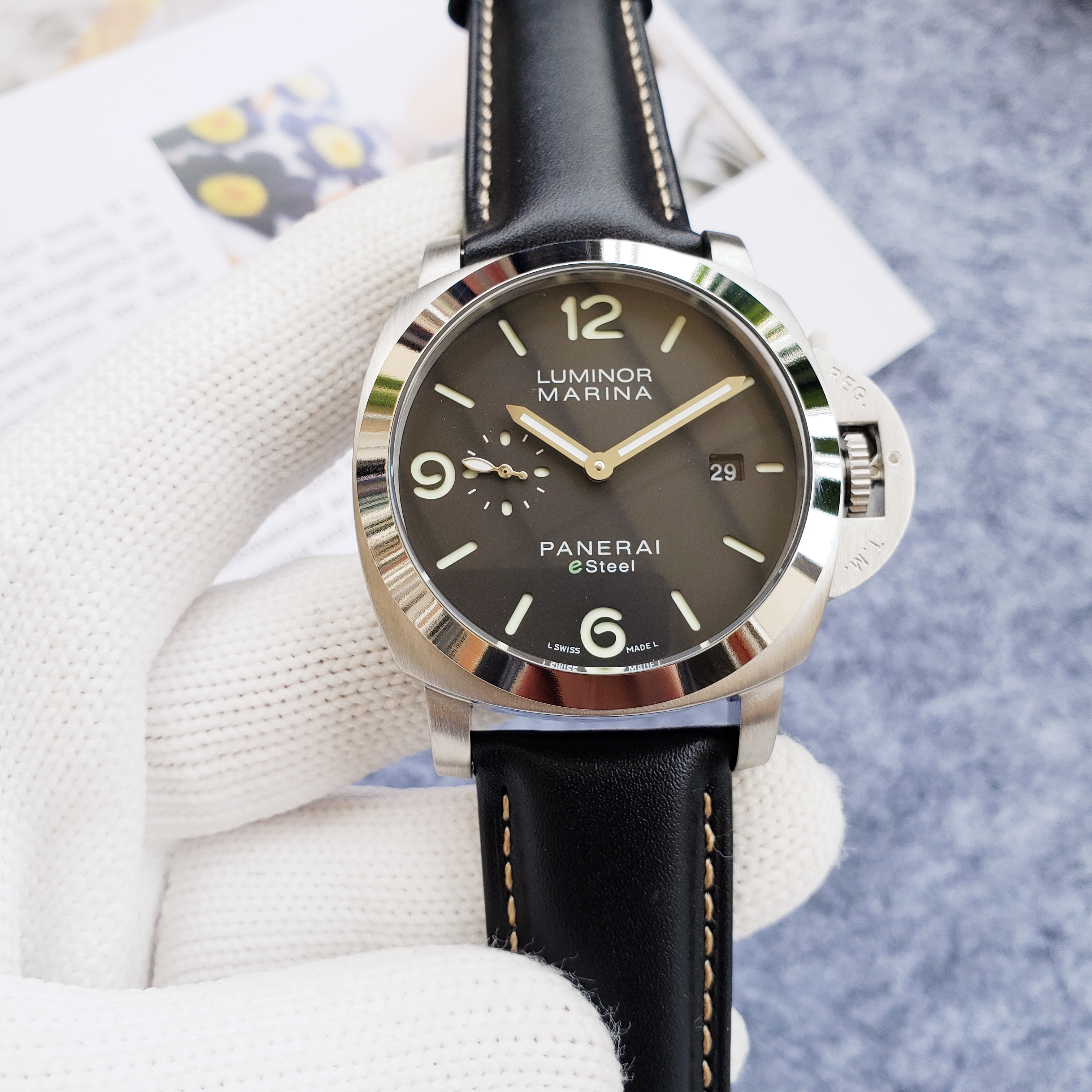 Panerai eSteel Black Leather - Panerai Luminor Marina eSteel Black - Image 5